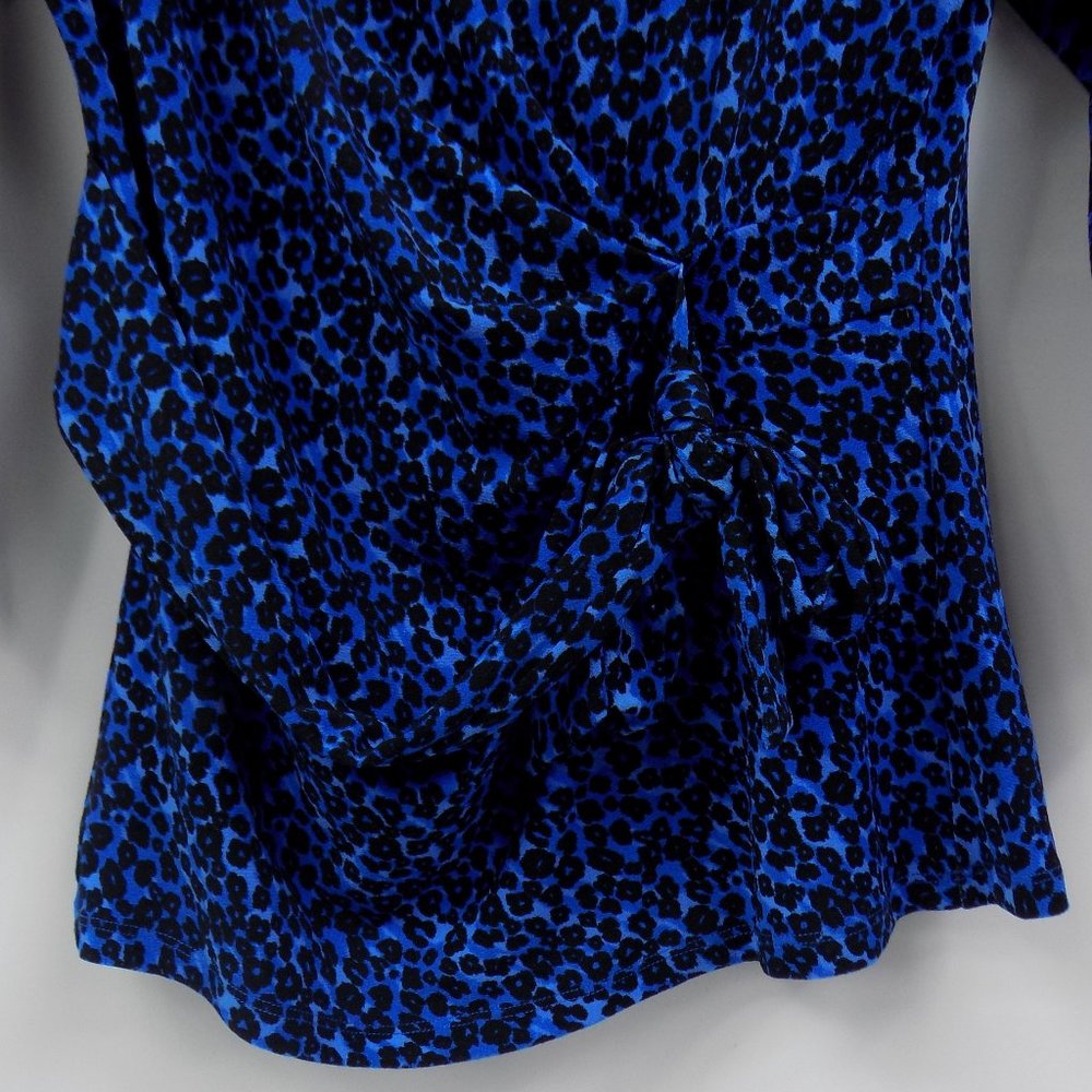Ann Taylor Blue Leopard Print 3/4 Sleeve Blouse Size Small - Picture 2 of 7